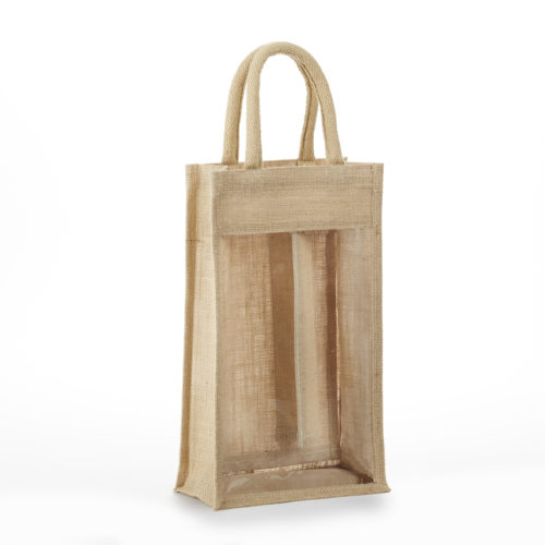 WB2 CLEAR FRONT JUTE WINE BAG-0