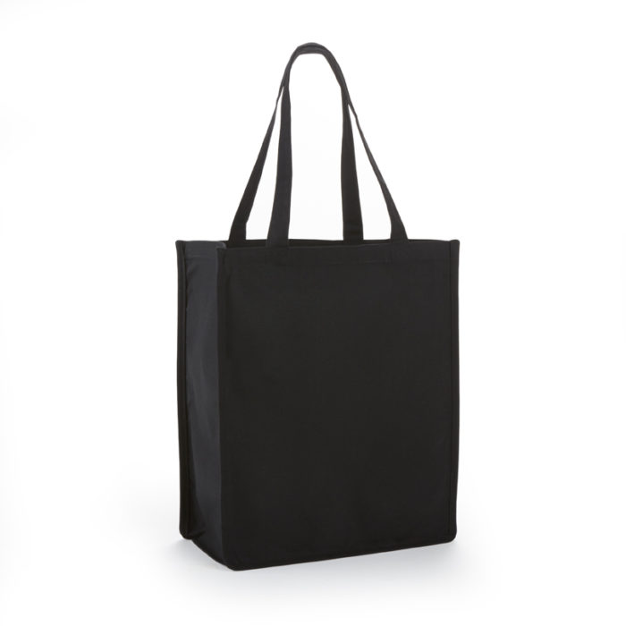 TB6124 HEAVY COTTON CANVAS SHOPPER TOTE WITH FANCY HANDLES FULL SIDE & BOTTOM GUSSET 14X17x7-258