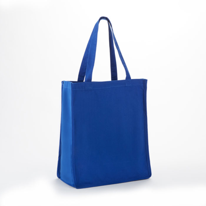 TB6124 HEAVY COTTON CANVAS SHOPPER TOTE WITH FANCY HANDLES FULL SIDE & BOTTOM GUSSET 14X17x7-257
