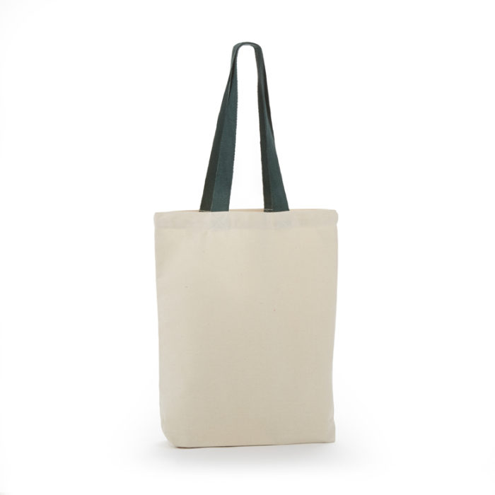 TB300 Canvas Shopping Tote Bag With Gusset & Color Web Handles 15 X 16 X 3-107
