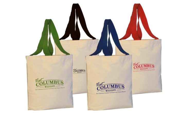 TB300 Canvas Shopping Tote Bag With Gusset & Color Web Handles 15 X 16 X 3-109