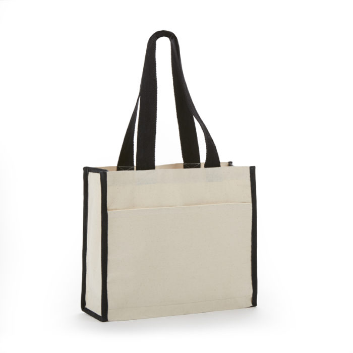 TB800 Canvas Tote Bag With Color Web Handles & Matching Side Trim 14" W x 12" H x 5-1/4" D-131