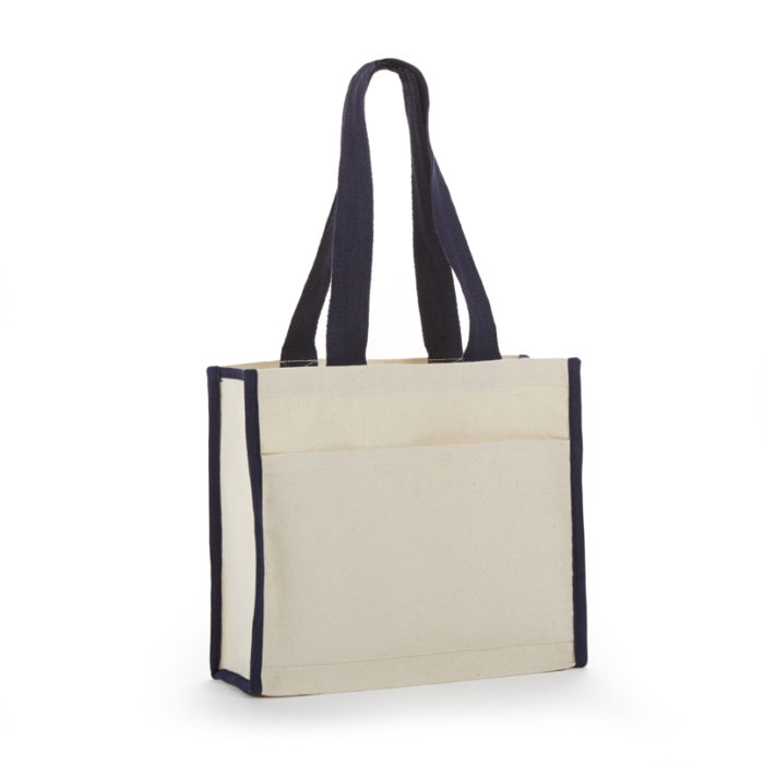 TB800 Canvas Tote Bag With Color Web Handles & Matching Side Trim 14" W x 12" H x 5-1/4" D-133