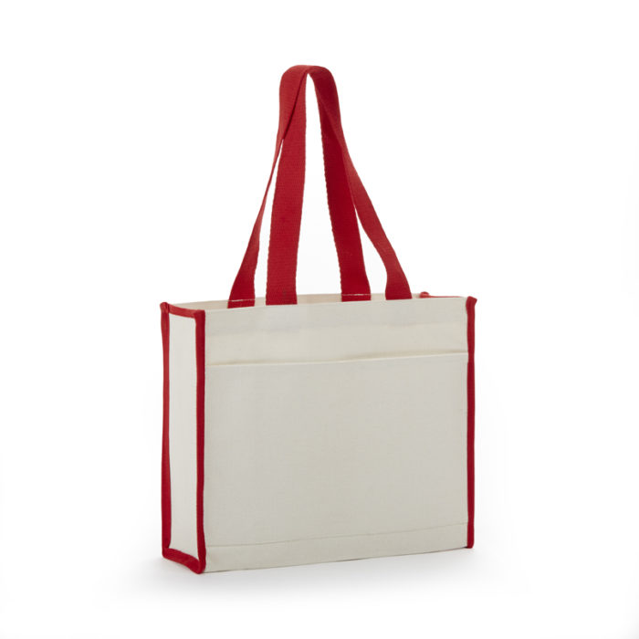 TB800 Canvas Tote Bag With Color Web Handles & Matching Side Trim 14" W x 12" H x 5-1/4" D-129