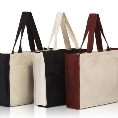 BG1499 . Large Canvas Tote with contrasting handles and a full front pocket-0