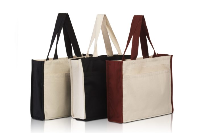 BG1499 . Large Canvas Tote with contrasting handles and a full front pocket-0
