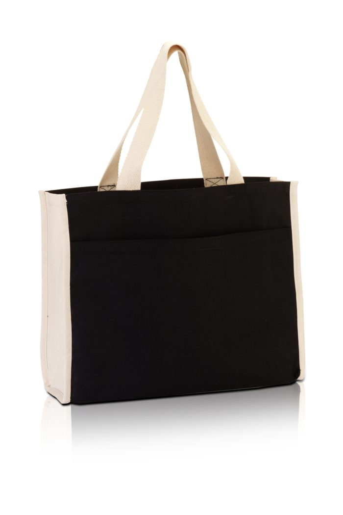 BG1499 . Large Canvas Tote with contrasting handles and a full front pocket-483