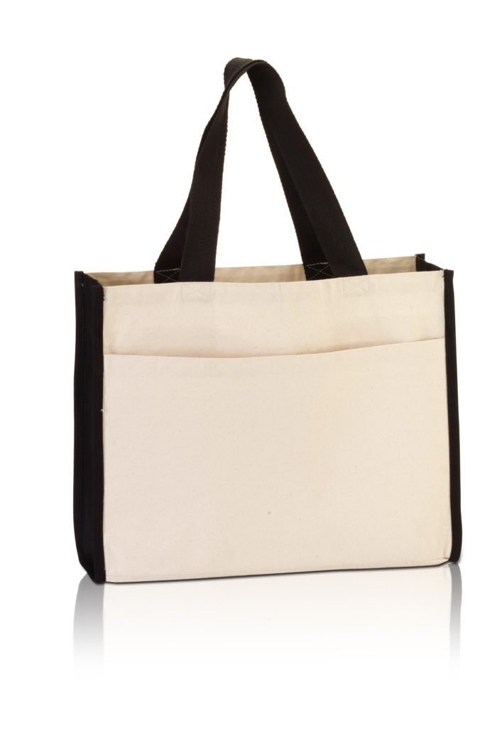 BG1499 . Large Canvas Tote with contrasting handles and a full front pocket-484