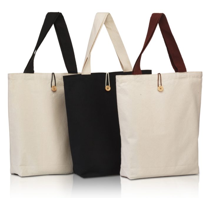 BG899. Canvas Tote with Contrasting Handles and Front Button-459