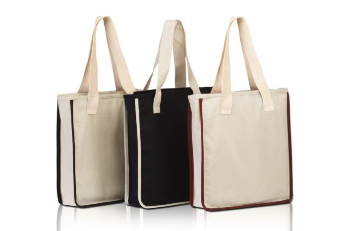 BG999. Modern Canvas Tote with Natural Handles and Contrasting Piping-0