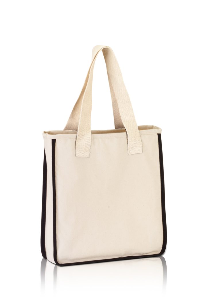 BG999. Modern Canvas Tote with Natural Handles and Contrasting Piping-488