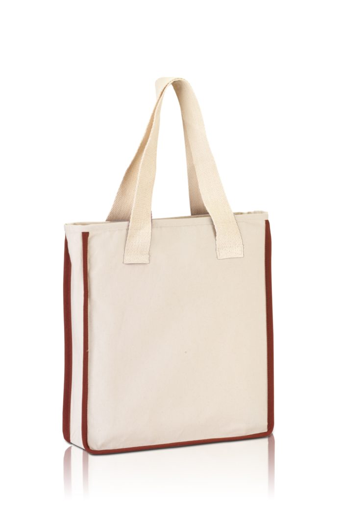 BG999. Modern Canvas Tote with Natural Handles and Contrasting Piping-489
