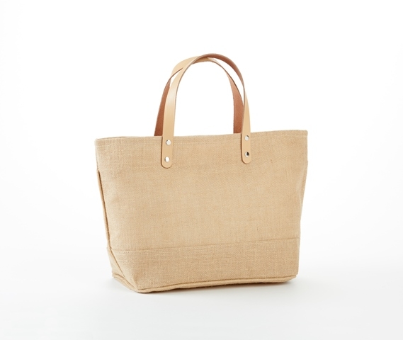 J916 Small. Jute Tote bag with leather handles,-495