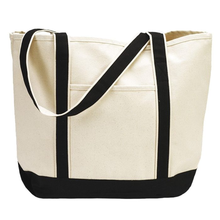 TB1100A. Beach Tote - Classic Boat Bag with Natural Body and Contrasting Trim-505